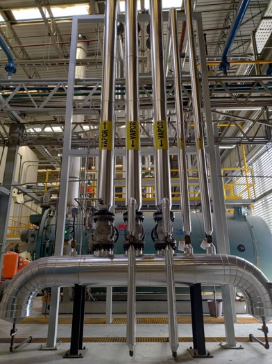 Líneas de vapor de las calderas, International Paper